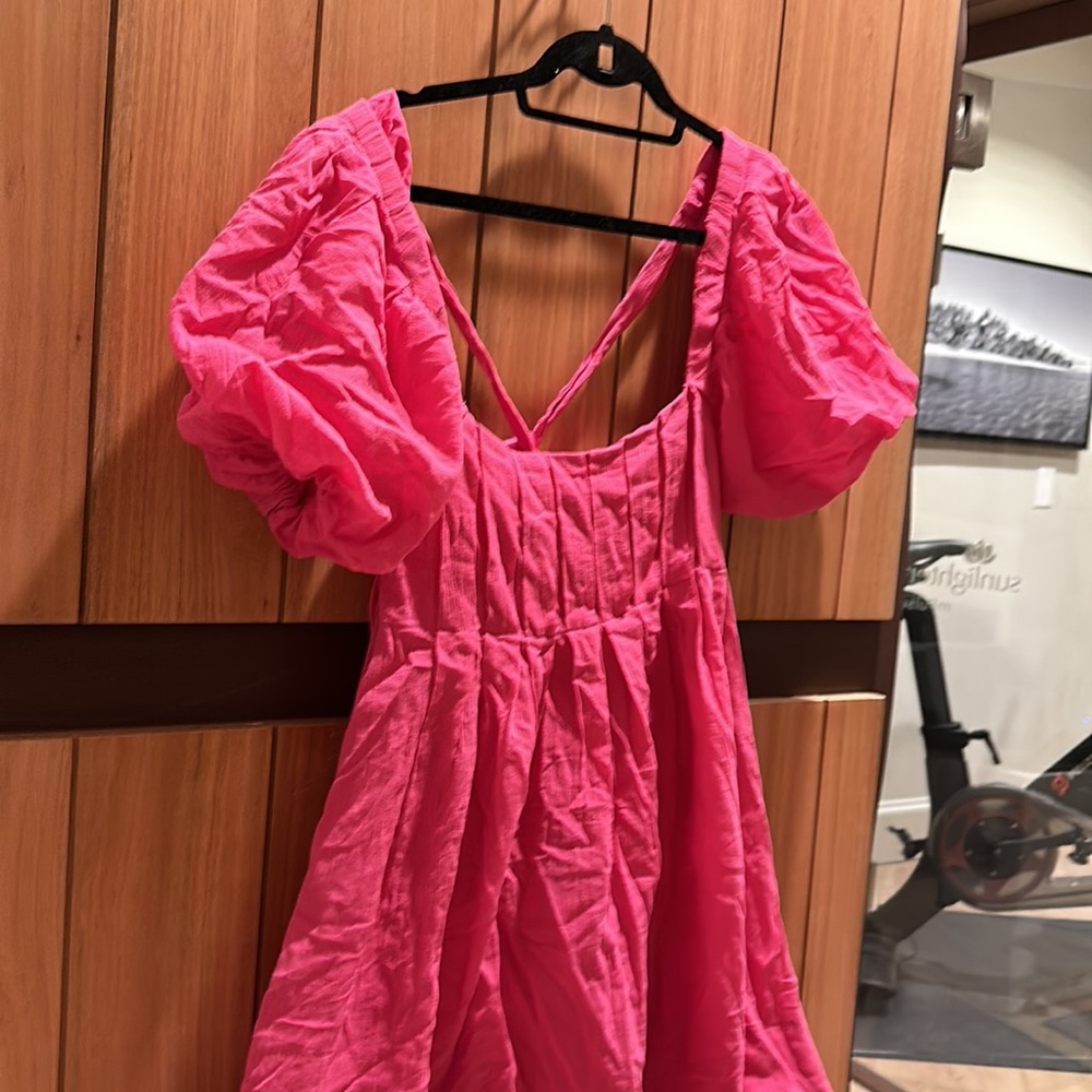 Hello Molly Pink Puff Sleeve Dress - Picture 3 of 7